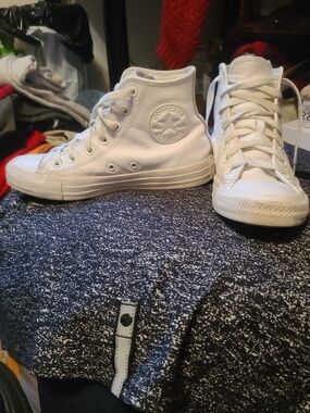 Converse White Leather High-Top Sneakers